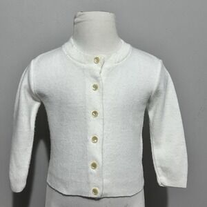 Vintage‎ Julius Berger White Acrylic Baby Cardigan Sweater Button Closure 24m 2